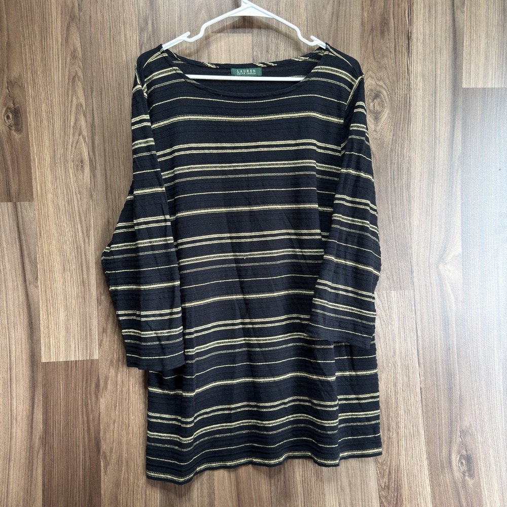 Ralph Lauren Black With Gold Long Sleeve Shirt